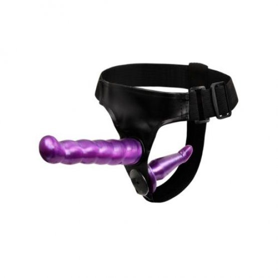 Herotik Shop Çift Taraflı Mor Renk Belden Bağlamalı Dildo