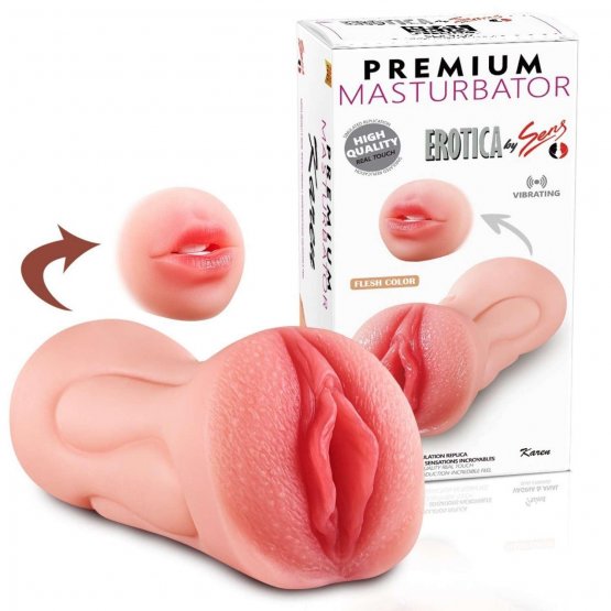 Karen Anal Vajinal Oral 3 Girişli Isıtmalı Titreşimli Suni Vajina