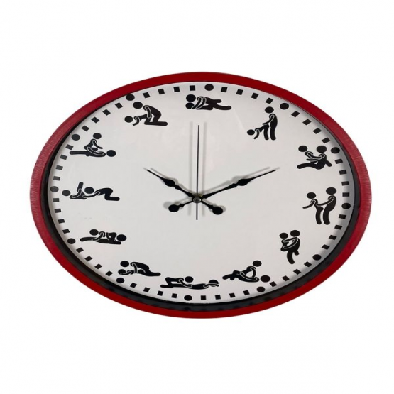 Herotik Shop Kamasutra Temalı (Pozizyonlu) Duvar Saati Kırmızı