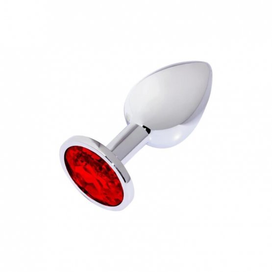 Metal Elmas Taşlı Anal Plug Kırmızı Küçük Boy