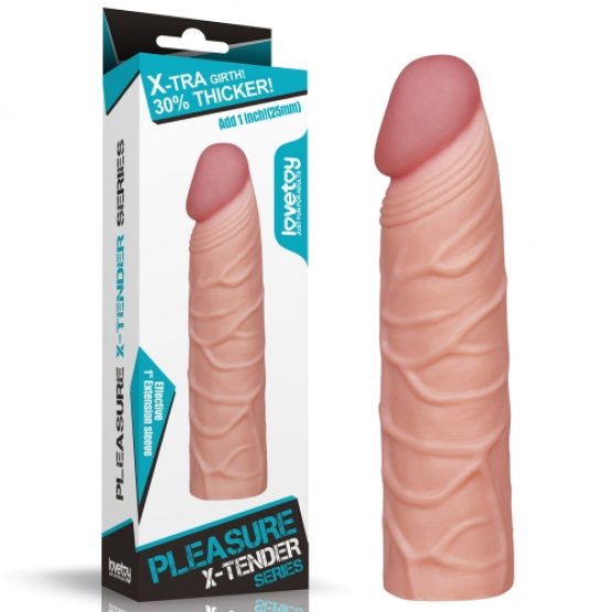 Herotik Shop - 3 cm Dolgulu Uzatıcı Gerçekçi Et Dokulu Penis Kılıfı
